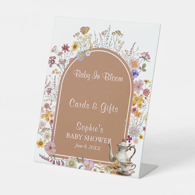 Tea Party Garden Baby In Bloom Cards & Gift Sign (Front)