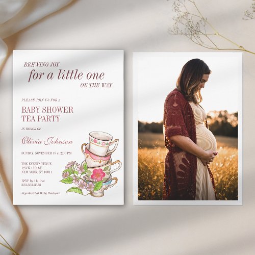 Tea Party Gender Neutral Baby Shower Photo Invitation