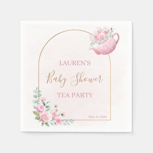 Tea Party Girl Baby Shower Paper Napkins