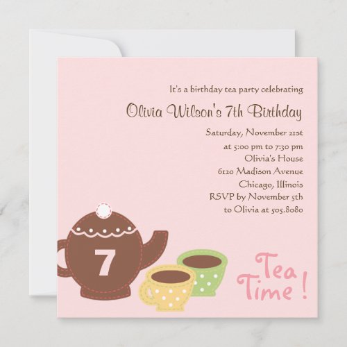 Tea Party - Girl Birthday Invitation