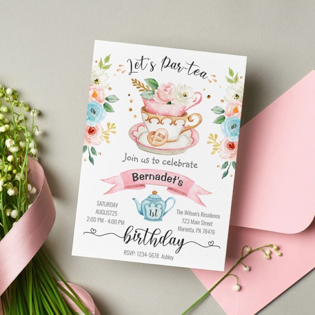 Tea Party Girl Birthday Invitation (Creator Uploaded)