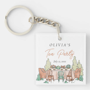 Tea party girls birthday cute keychain