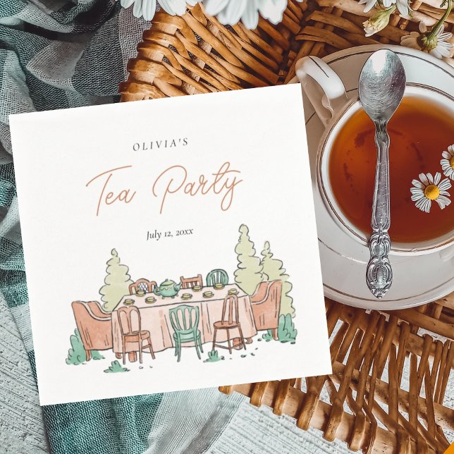 Tea party girls birthday cute  napkins (Creator Uploaded)