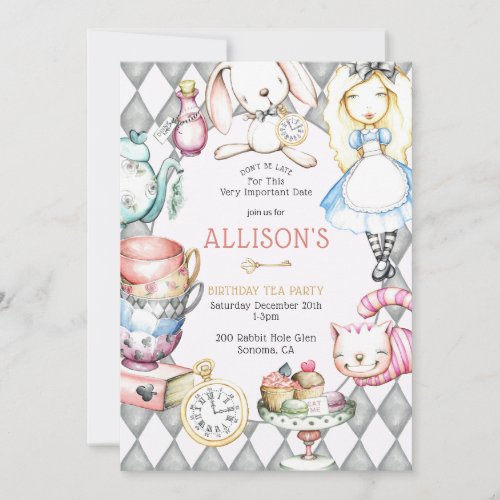 Tea Party Girls Birthday Invitation