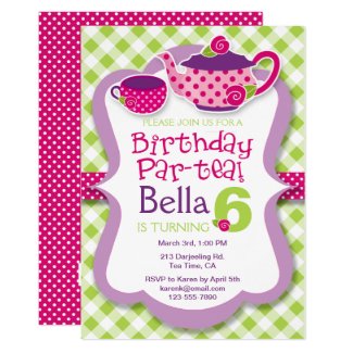 Tea Party Girls Birthday Party Invitation