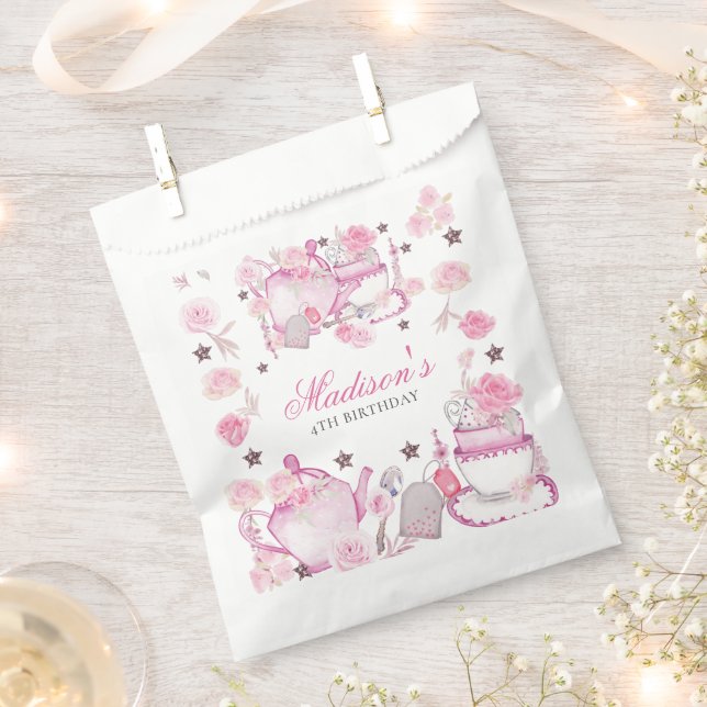 Tea Party Glitter Personalized Favor Bag (Clipped)