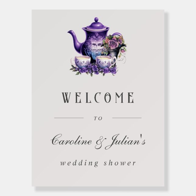 Tea Party Gothic Wedding Shower Welcome Sign (Front)