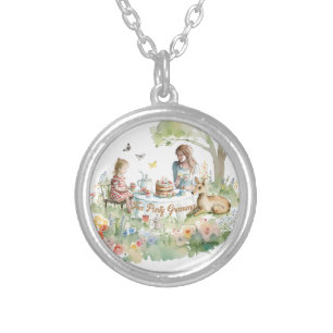 Tea Party Gramma Silver Plated Necklace