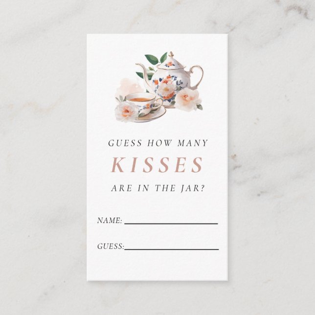 Tea Party How Many Kisses Bridal Shower Enclosure Card (Front)
