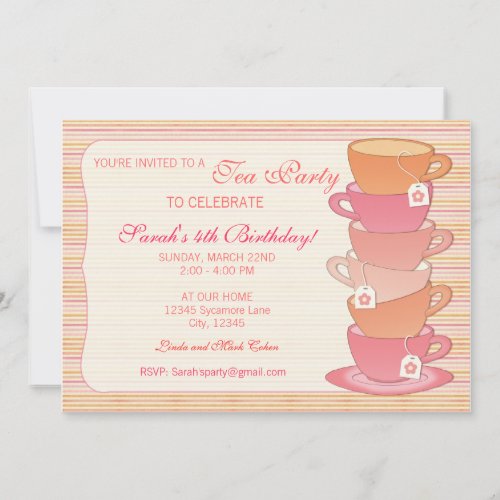 Tea Party Personalized Announcements