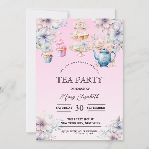 Tea Party Invitation Birthday Party Invitation