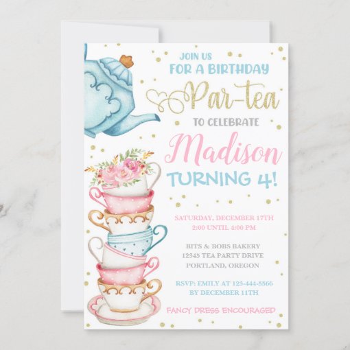 Tea Party Invitation Tea Party Birthday Invite | Zazzle