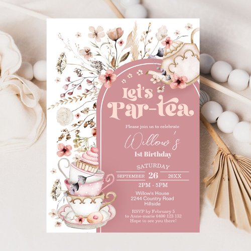 Tea Party Invitation Wildflower Lets Partea