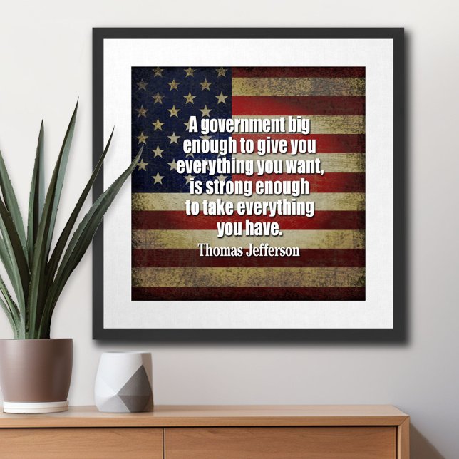 Tea Party - Jefferson: Beware of Big Government Poster (Thomas Jefferson Poster)