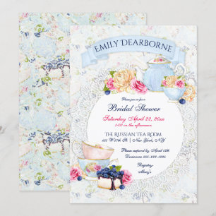 Tea Party Lace Doily Watercolor Invitation