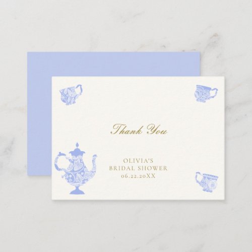 Tea Party Lace Script Bridal Shower Thank You Note Card