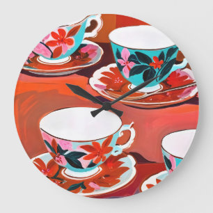 Tea Party Large Clock