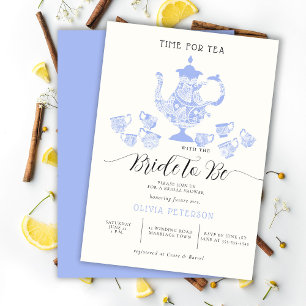 Tea Party Lavender Blue Boho Lace Bridal Shower Invitation