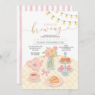 Tea Party Love is brewing Bridal Shower Invitation