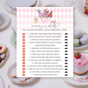 Tea party - mommy or daddy baby shower game