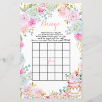 Tea Party Pastel flowers baby shower Bingo