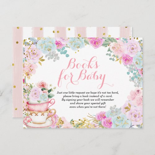 Tea Party Pastel Flowers Books for baby Invitation Postcard