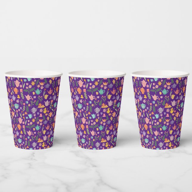 Tea Party Pattern Birthday Bridal Shower Easter  Paper Cups (Multi)