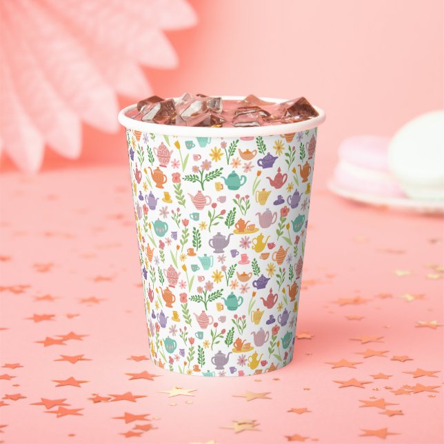 Tea Party Pattern Birthday Bridal Shower Easter  Paper Cups (Insitu)