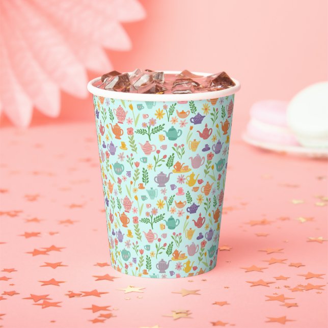 Tea Party Pattern Birthday Bridal Shower Easter  Paper Cups (Insitu)