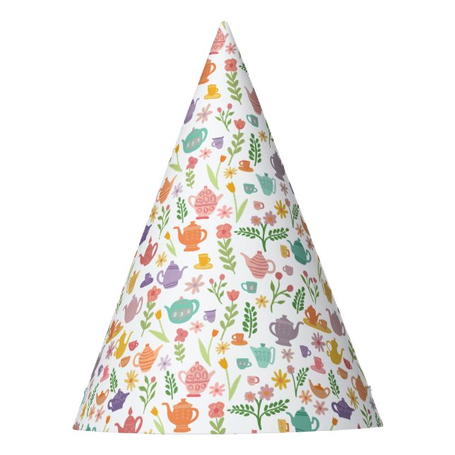 Tea Party Pattern Birthday celebration Party Hat (Front)