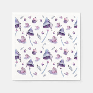 Tea party pink and blue watercolor napkins