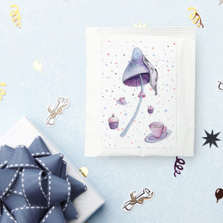 Tea Party Pink and Blue Watercolor Tea Bag Drink Mix