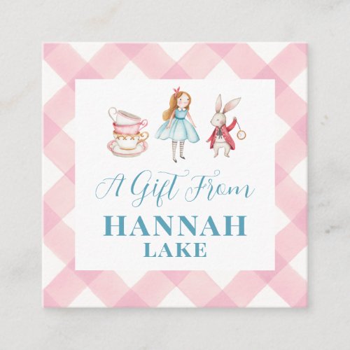 Tea Party Pink Gingham Girls Gift Enclosure Card