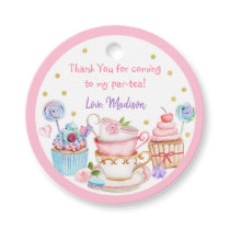 Tea Party Pink Gold Floral Birthday Favor Tags