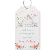 Tea Party Pink Gold Floral Birthday Gift Tags