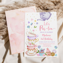 Tea Party Pink Purple Birthday Invitation