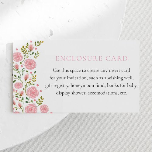 Tea Party Pink Roses Custom Enclosure Card