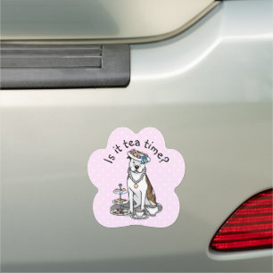 Tea Party Pit Bull (lt brindle white 3) cute dog Car Magnet