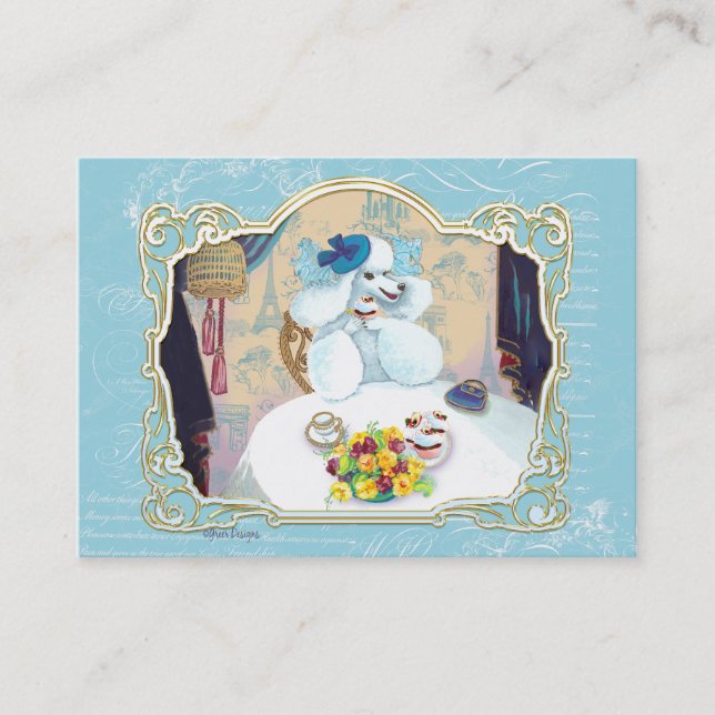 Tea Party Poodle Business Card/Profile Card (Front)