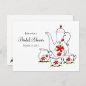 Tea Party, Post Card Invitations, Red Flowers (Front/Back)