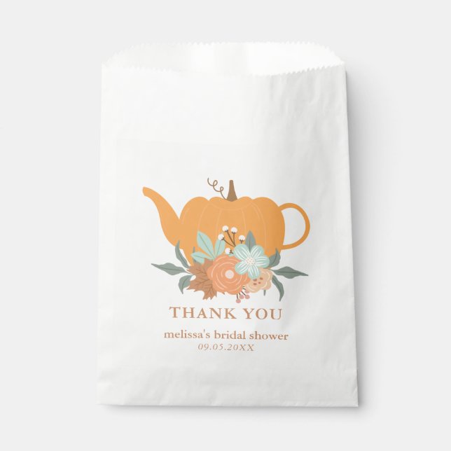 Tea Party Pumpkin Bridal Shower Favor Bag (Front)