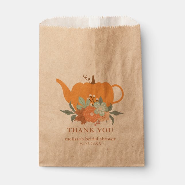 Tea Party Pumpkin Bridal Shower Favor Bag (Front)