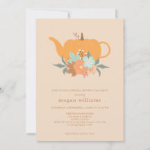 Tea Party Pumpkin Bridal Shower Invitation