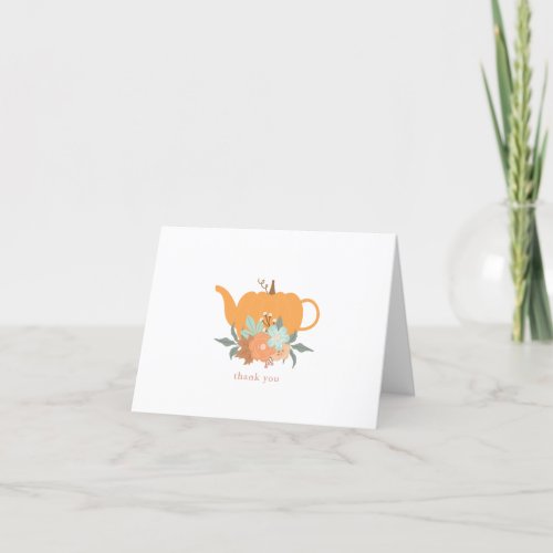 Tea Party Pumpkin Bridal Shower Thank You Card