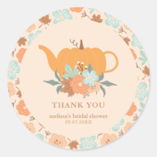 Tea Party Pumpkin Bridal Shower Thank You Classic Round Sticker