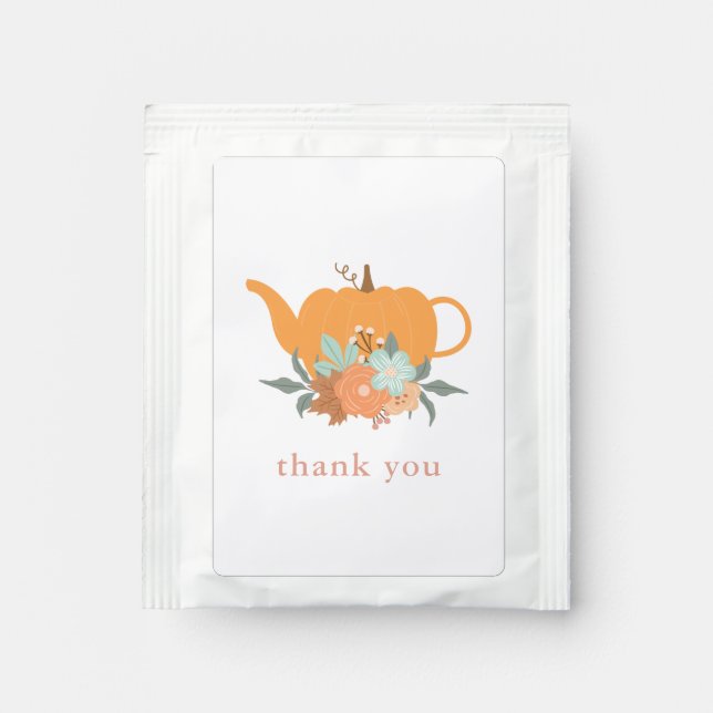 Tea Party Pumpkin Bridal Shower Thank You  Tea Bag Drink Mix (Front)