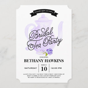 Tea Party Purple Bridal Shower Invitation