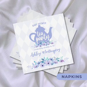 Tea Party Purple Watercolor Baby Shower Napkins