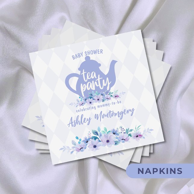 Tea Party Purple Watercolor Baby Shower Napkins (Creator Uploaded)