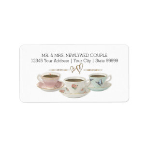 Tea Party Return Address Bridal Shower Invitation Label